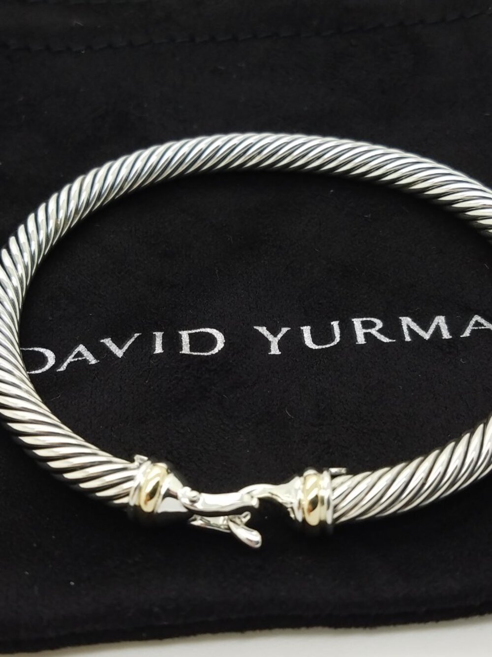 David Yurman Sterling Silver & 18k Gold 5mm Classic Cable Buckle Bracelet 6.5 in